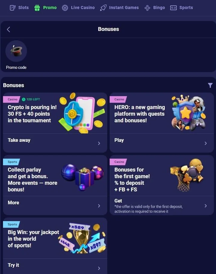 Betmatch Casino négy üdvözlő bónusz ajánlata