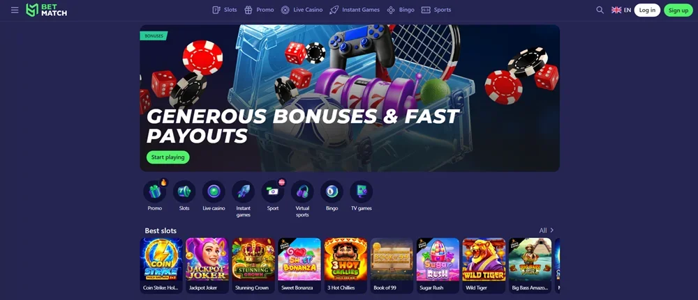 Betmatch Casino befizetési és kifizetési felület kriptovalutával